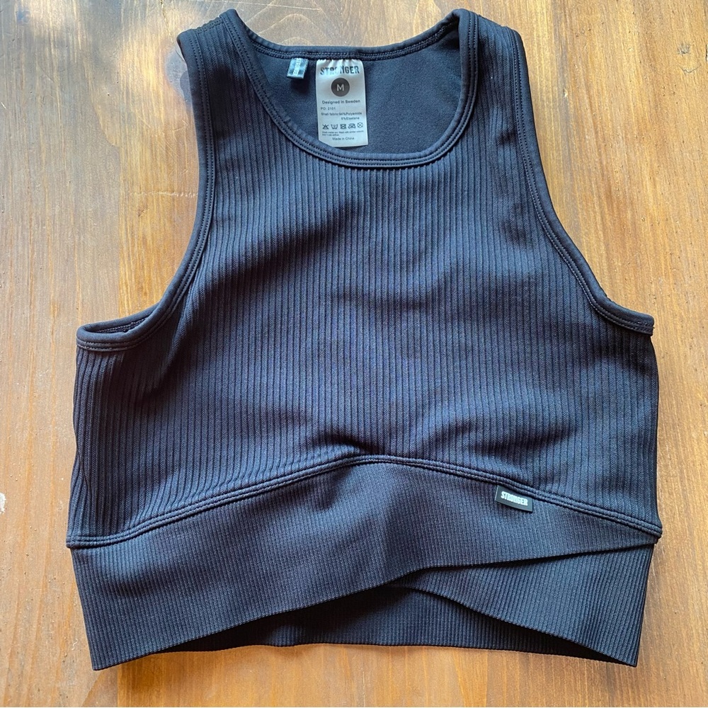 Stronger Women's Black Ribbed Tank Top